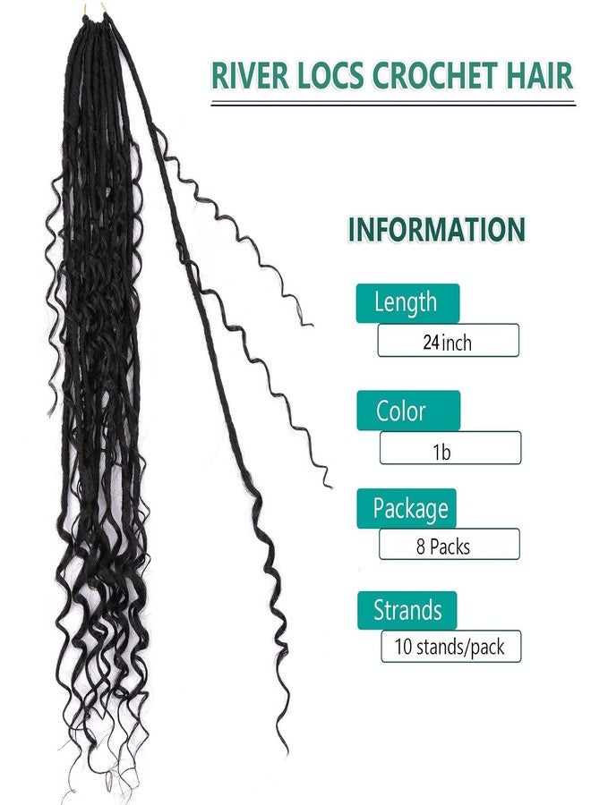 فلايتينغ شعر كروشيه Goddess Locs للنساء ذوات البشرة السمراء، طوله 24 بوصة، ضفائر كروشيه صناعية ناعمة بنمط بوهو مع أطراف مجعدة، 8 عبوات، لون 1B - Image 2